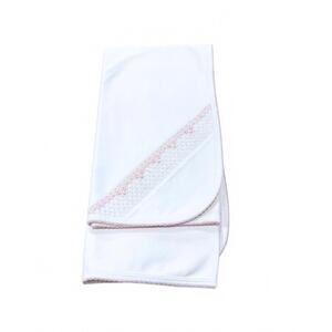 NEW BABY THREADS smocking blanket in white/ pink